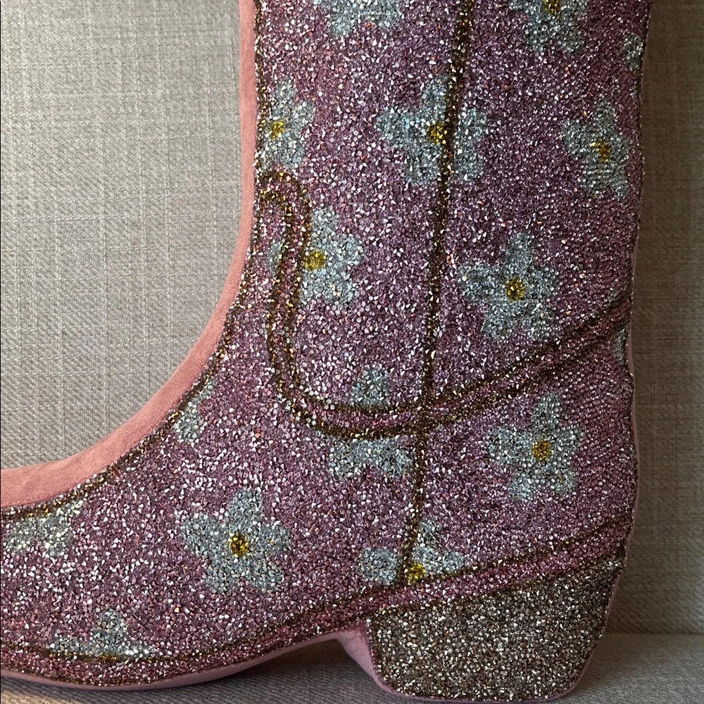 Sparkles Home Pink Daisy Luminous Rhinestone Cowgirl Boot Pillow